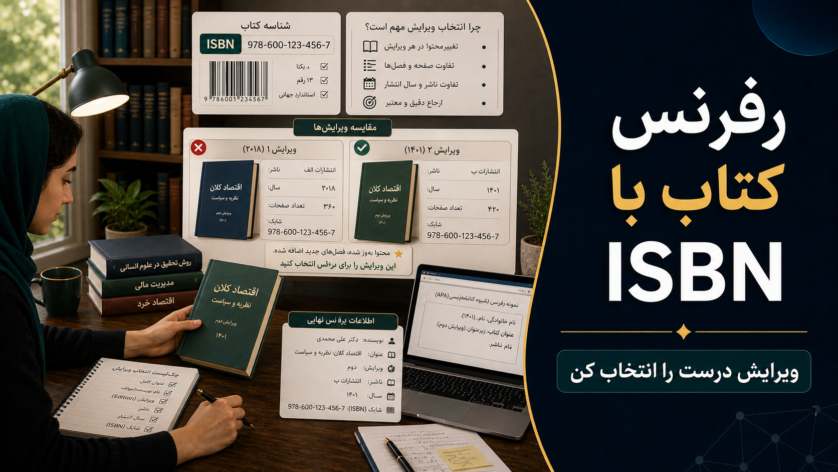 تصویرسازی اختصاصی برای پیدا کردن کتاب و ساخت رفرنس با ISBN؛ ویرایش درست را انتخاب کن