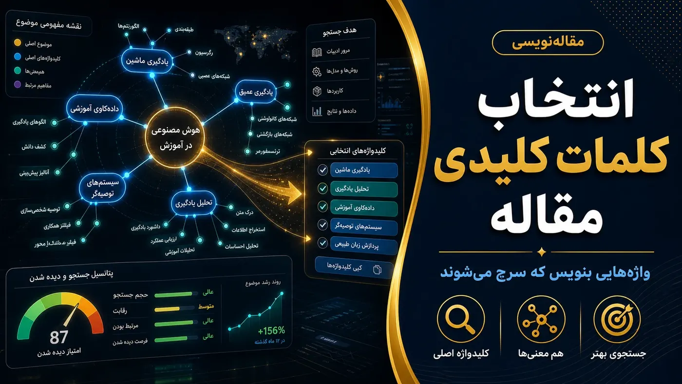 تصویرسازی اختصاصی برای انتخاب کلمات کلیدی مقاله؛ چطور واژههایی بنویسیم که واقعاً سرچ میشوند؟