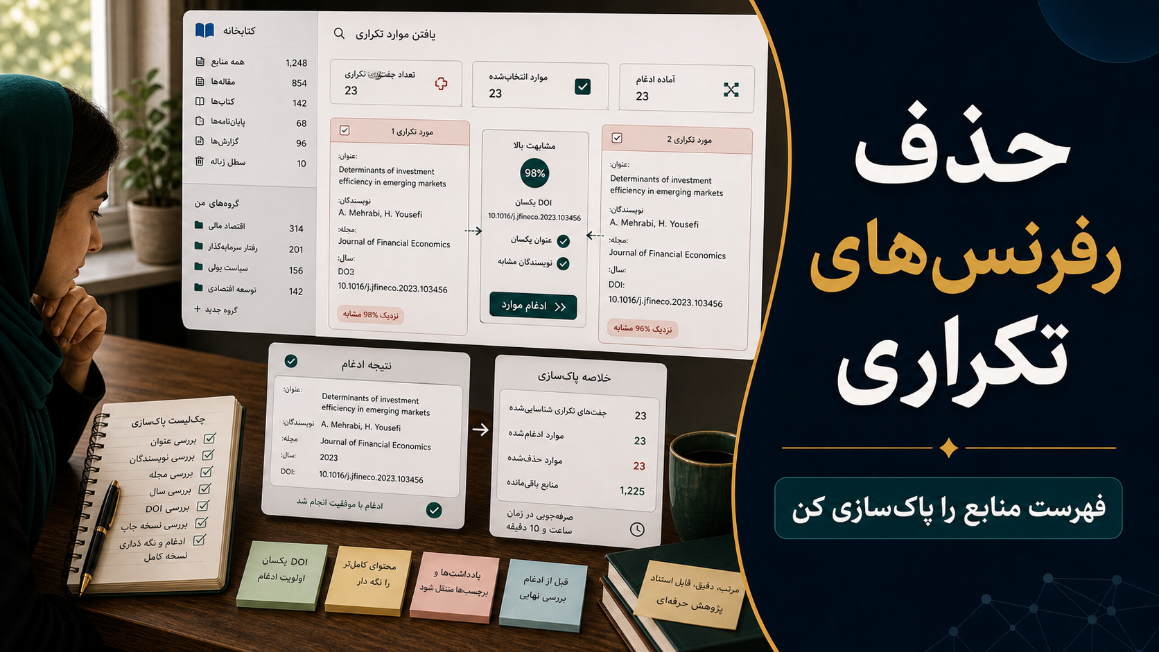 تصویرسازی اختصاصی برای حذف رفرنسهای تکراری پایاننامه؛ قبل از تحویل فهرست منابع را پاکسازی کن